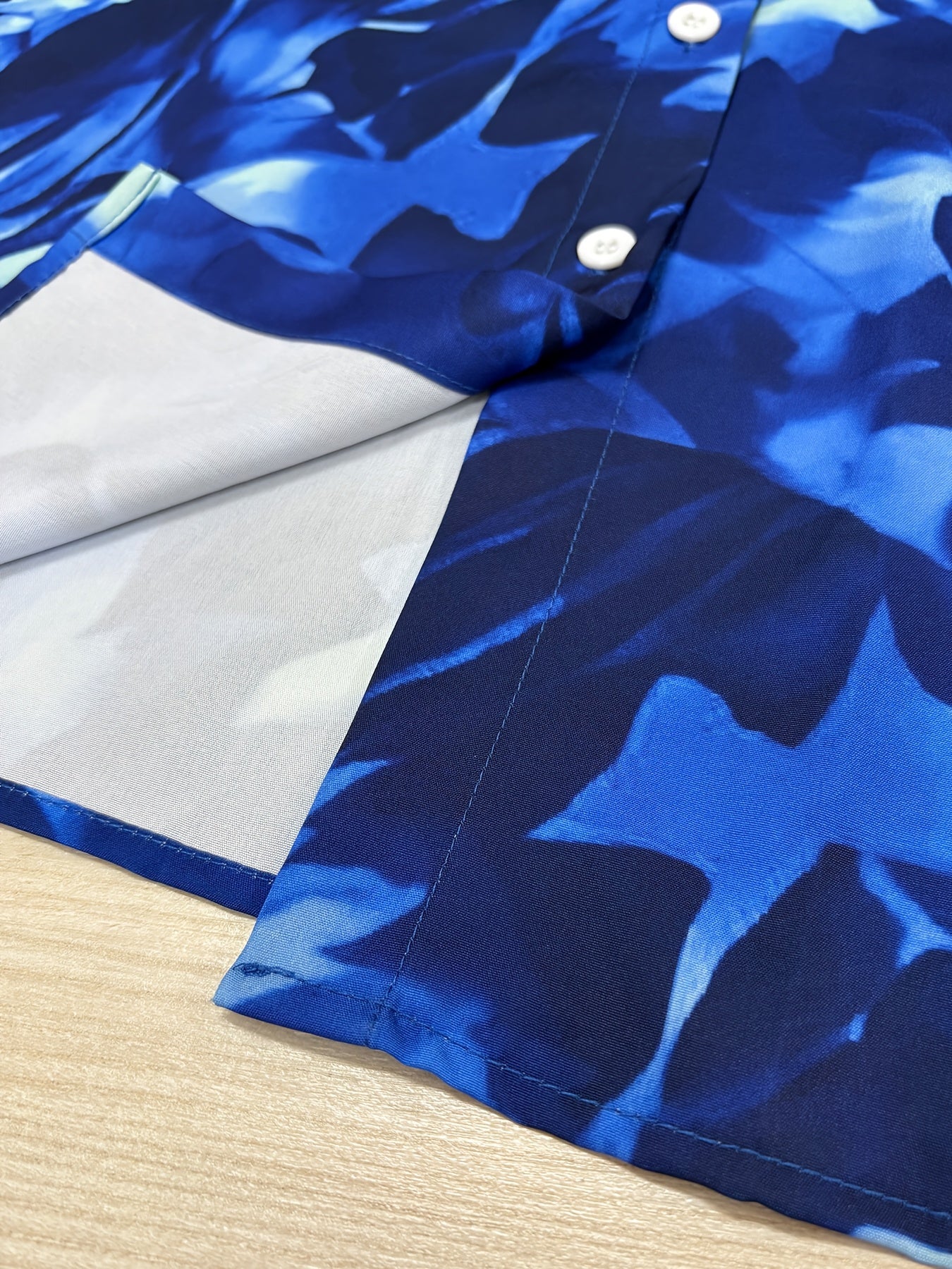 Print Women's Plus Size Blouse - Long Sleeve Button-Up Shirt with Lapel Collar, Casual & Travel-Ready for Spring/Summer, Vacation Clothing | Smooth Texture Fabric