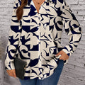 Chemise Imprimée Grande Taille – Haut Décontracté à Manches Longues et Boutons pour Femme