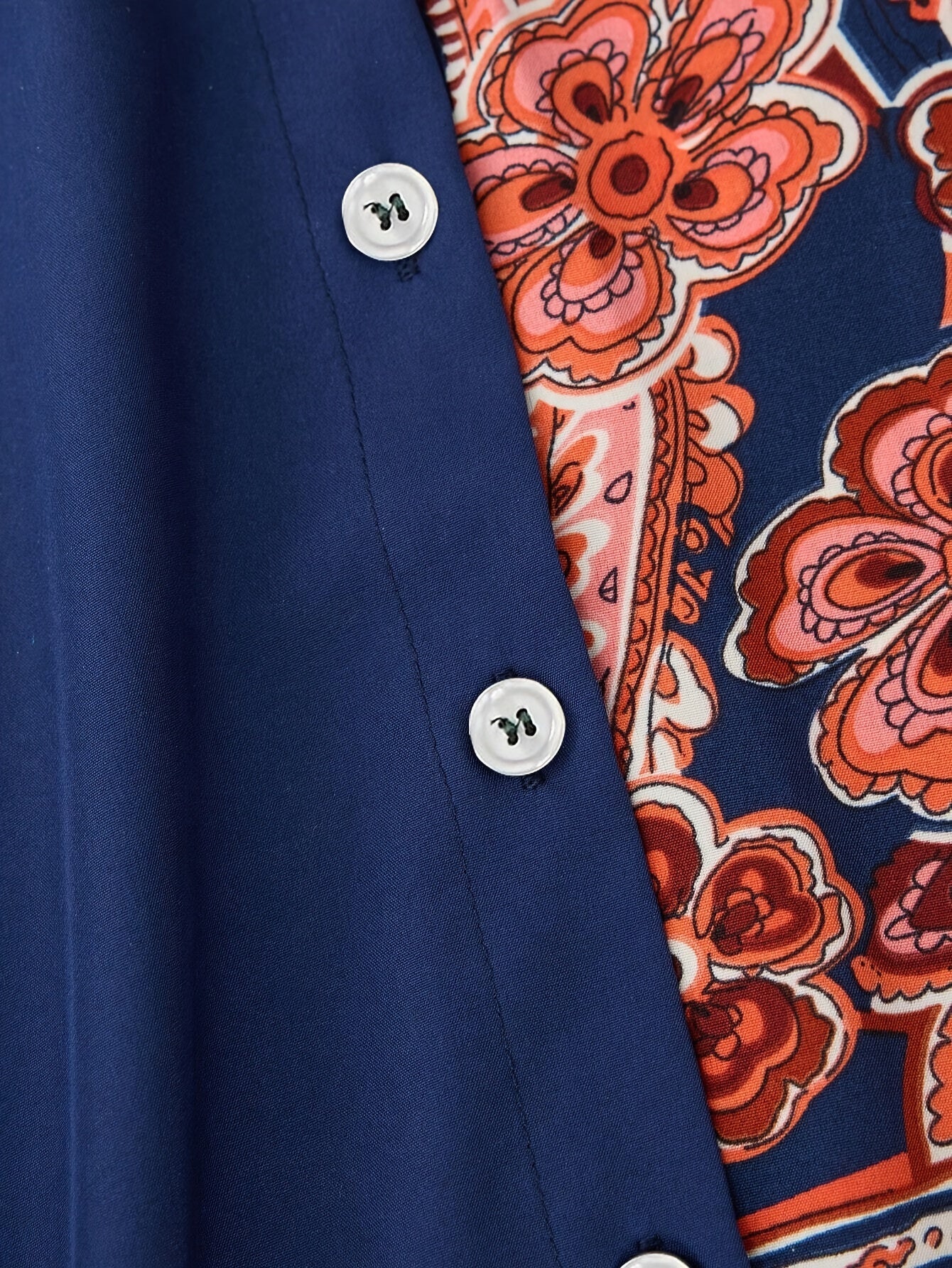 Elegant Plus Size Women's Blouse with Unique Paisley Print - Long Sleeve, Button-Up, Non-Stretch Polyester - Machine Washable