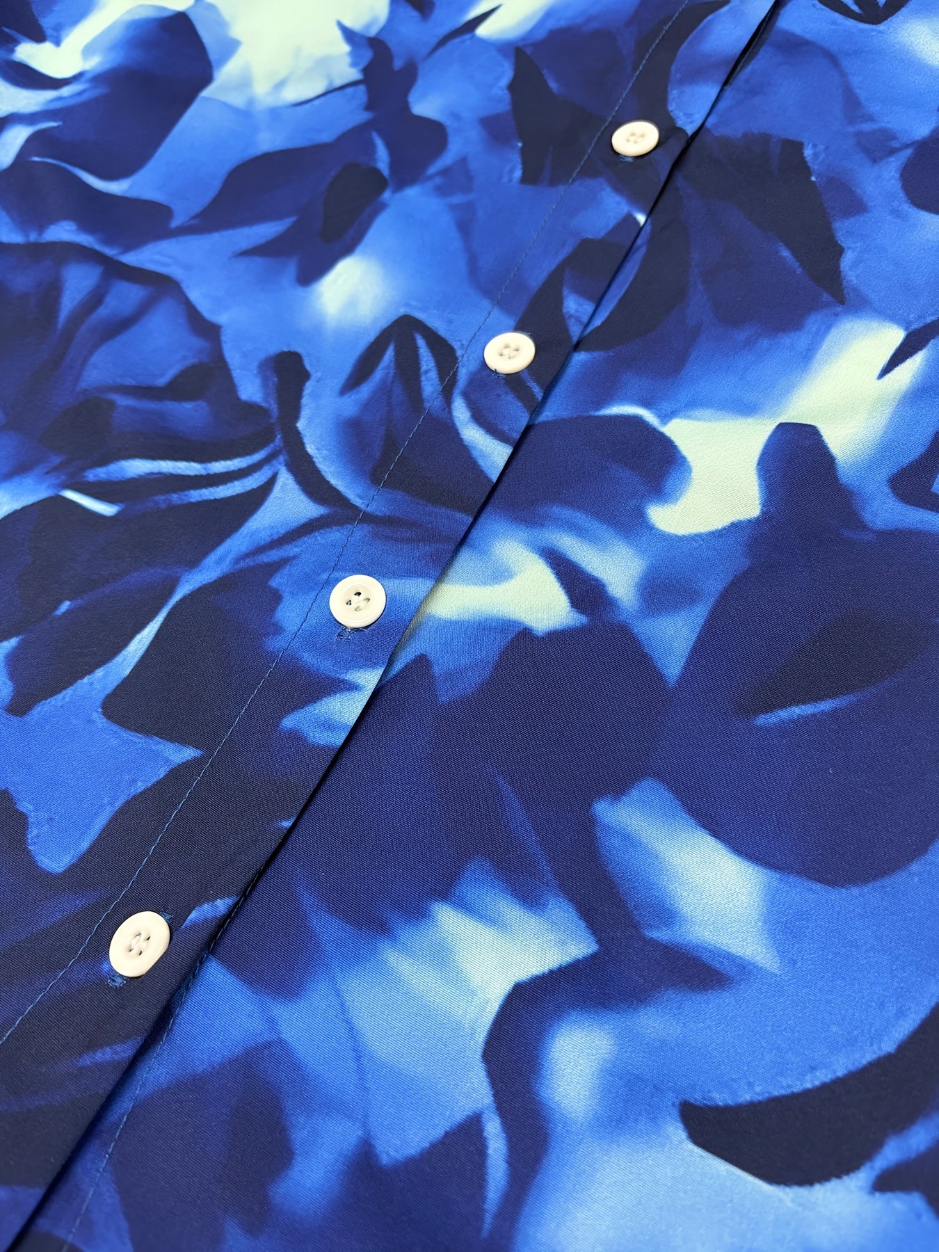 Print Women's Plus Size Blouse - Long Sleeve Button-Up Shirt with Lapel Collar, Casual & Travel-Ready for Spring/Summer, Vacation Clothing | Smooth Texture Fabric