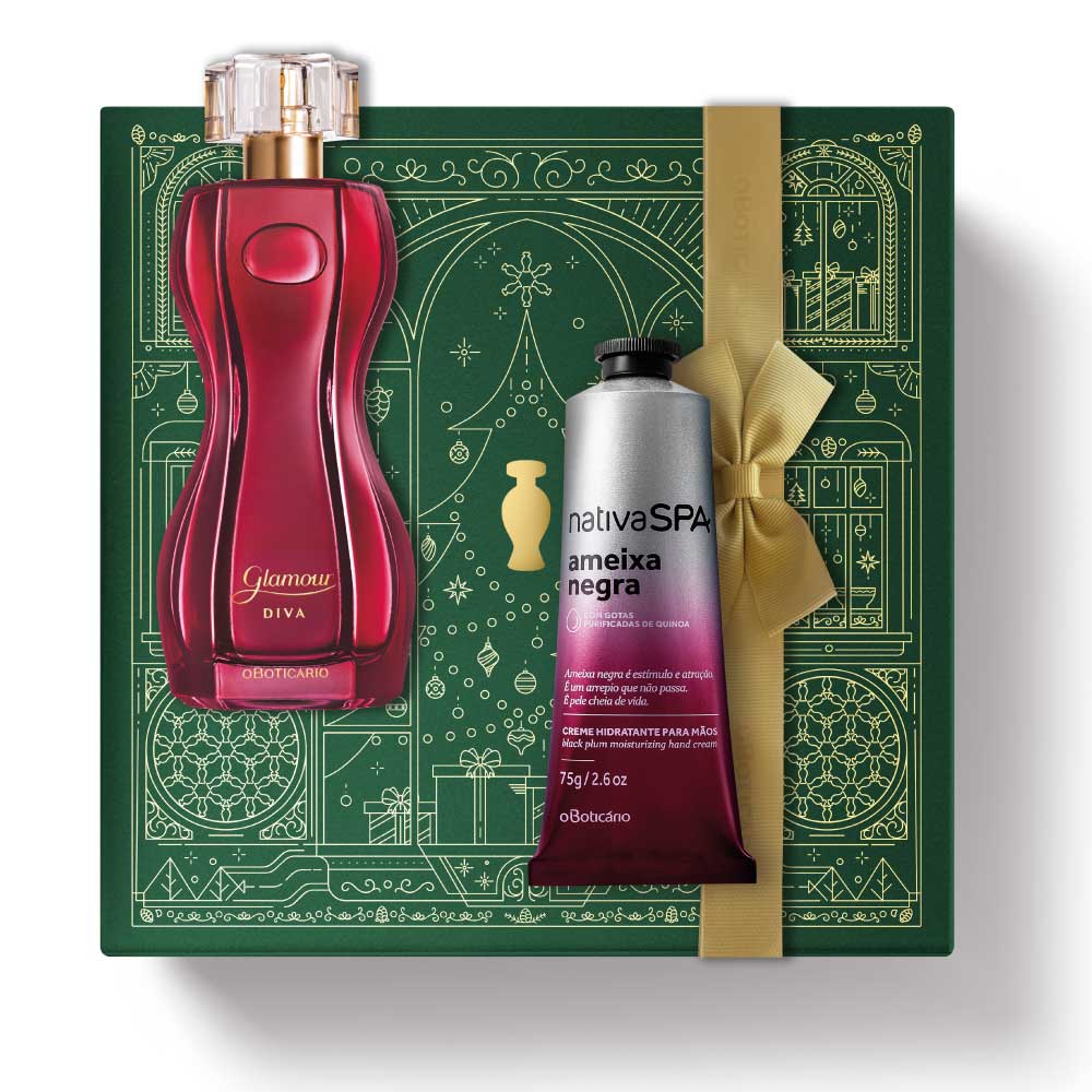 Coffret cadeau de Noël : Parfum Glamour Diva + Prune Noire