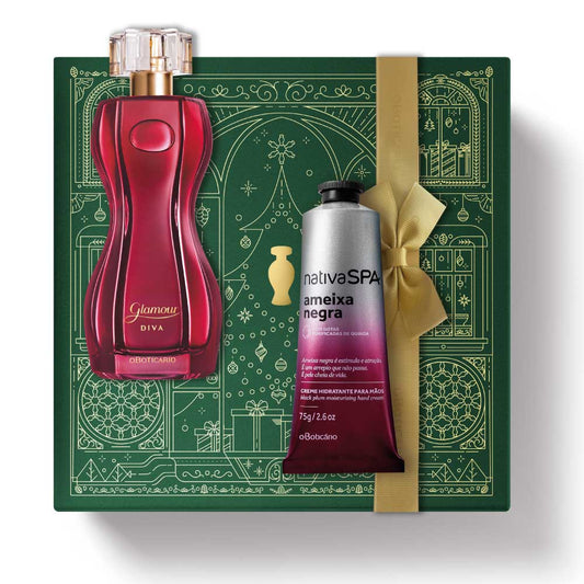Coffret cadeau de Noël : Parfum Glamour Diva + Prune Noire