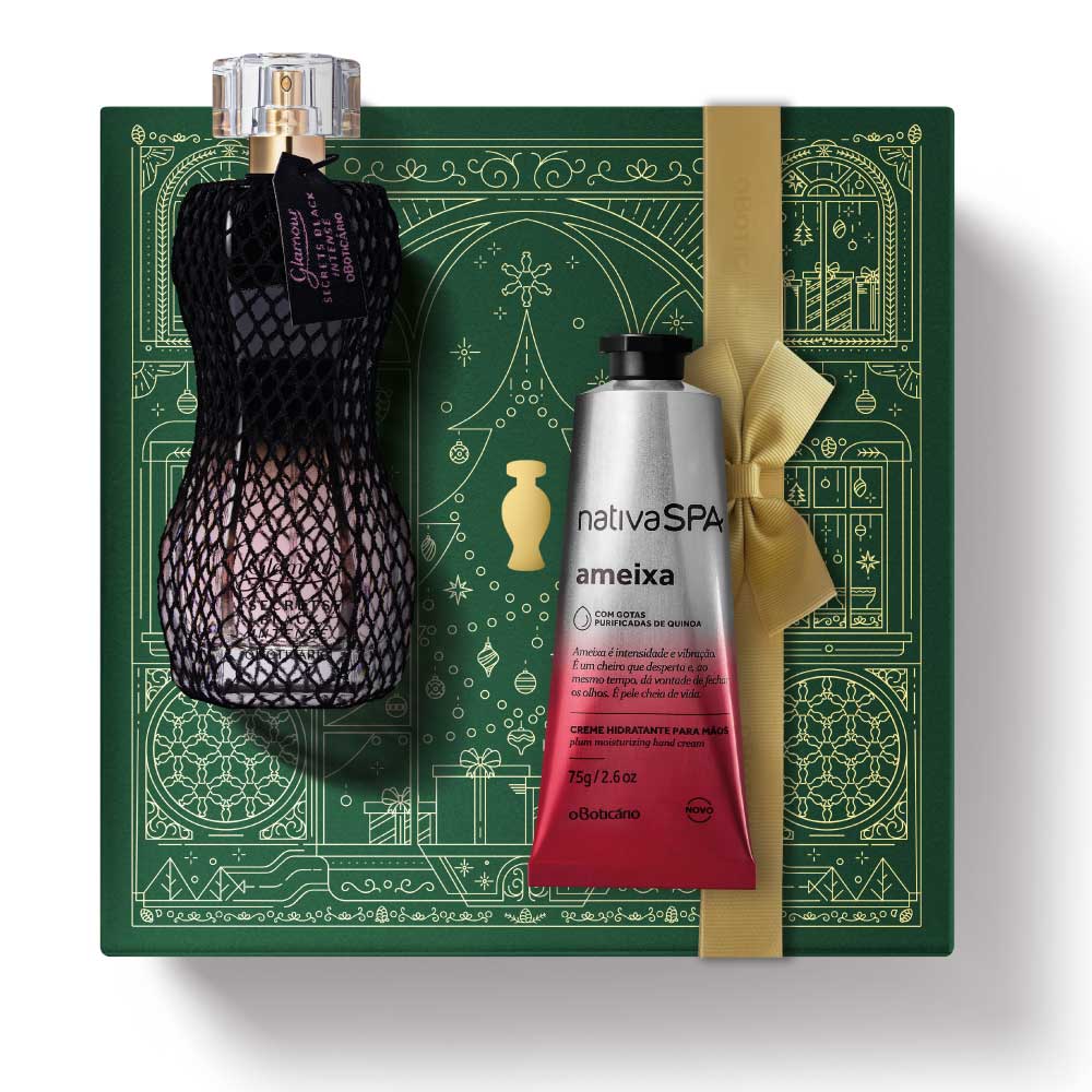 Coffret cadeau de Noël : Parfum Glamour Secrets Black Intense + Prune
